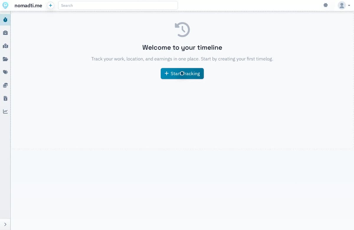 First timelog creation flow in nomadti.me desktop app